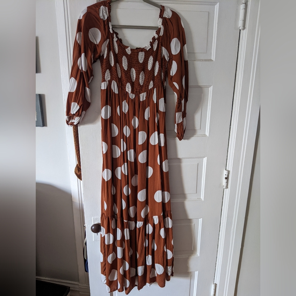 Caitlin Covington x Pink Lily polka dot maxi dress